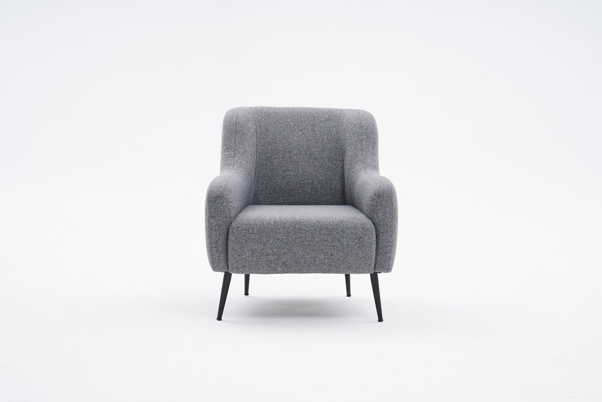 Moderne fauteuil Grijs linnen stof met hoge poot Revos