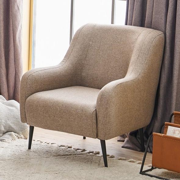 Moderne fauteuil Taupe linnen stof met hoge poot Revos