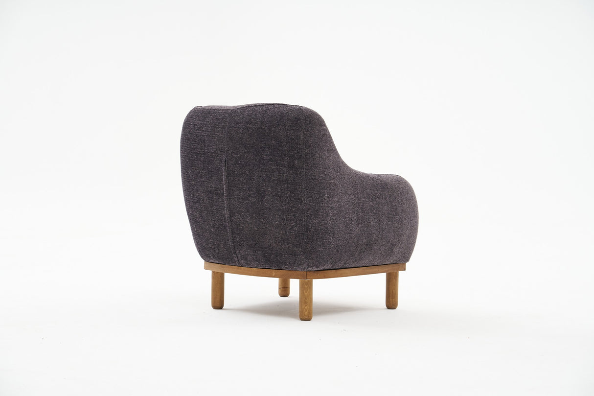 Scandinavische fauteuil Antraciet gemêleerde chenille stof Rens