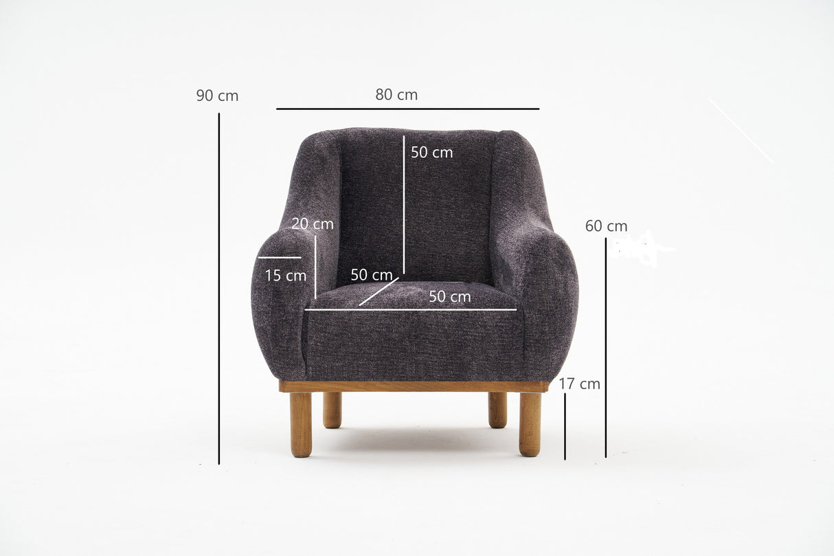 Scandinavische fauteuil Antraciet gemêleerde chenille stof Rens