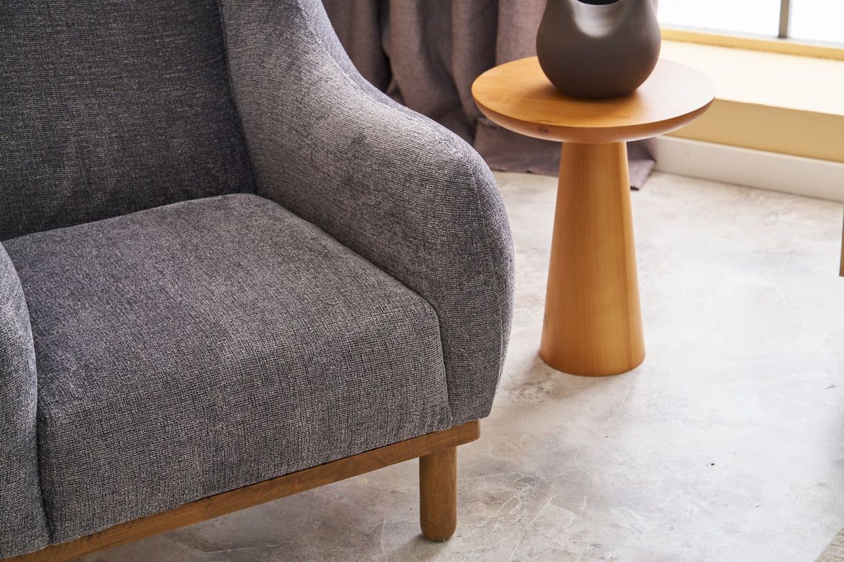 Scandinavische fauteuil Grijs gemêleerde chenille stof Rens