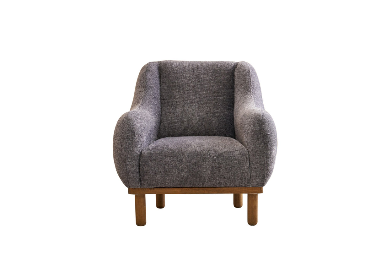 Scandinavische fauteuil Grijs gemêleerde chenille stof Rens