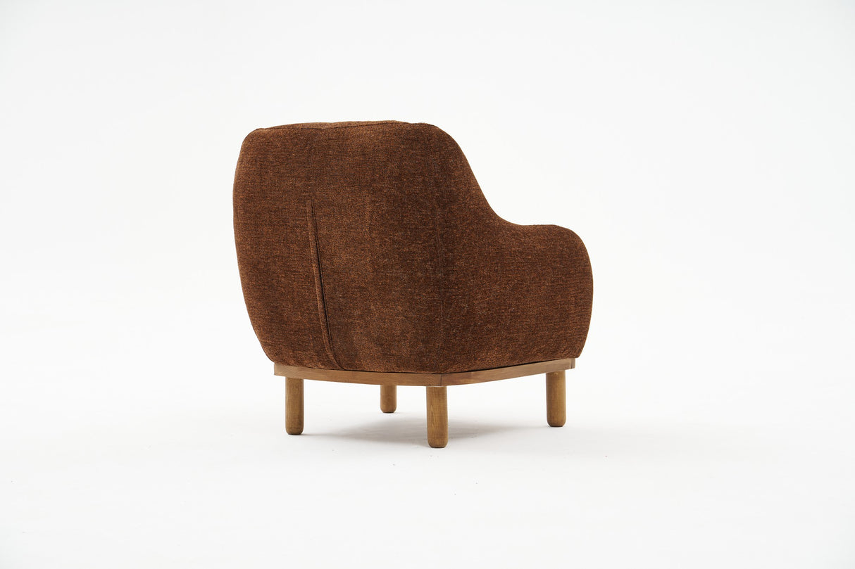 Scandinavische fauteuil Koperbruin gemêleerde chenille stof Rens