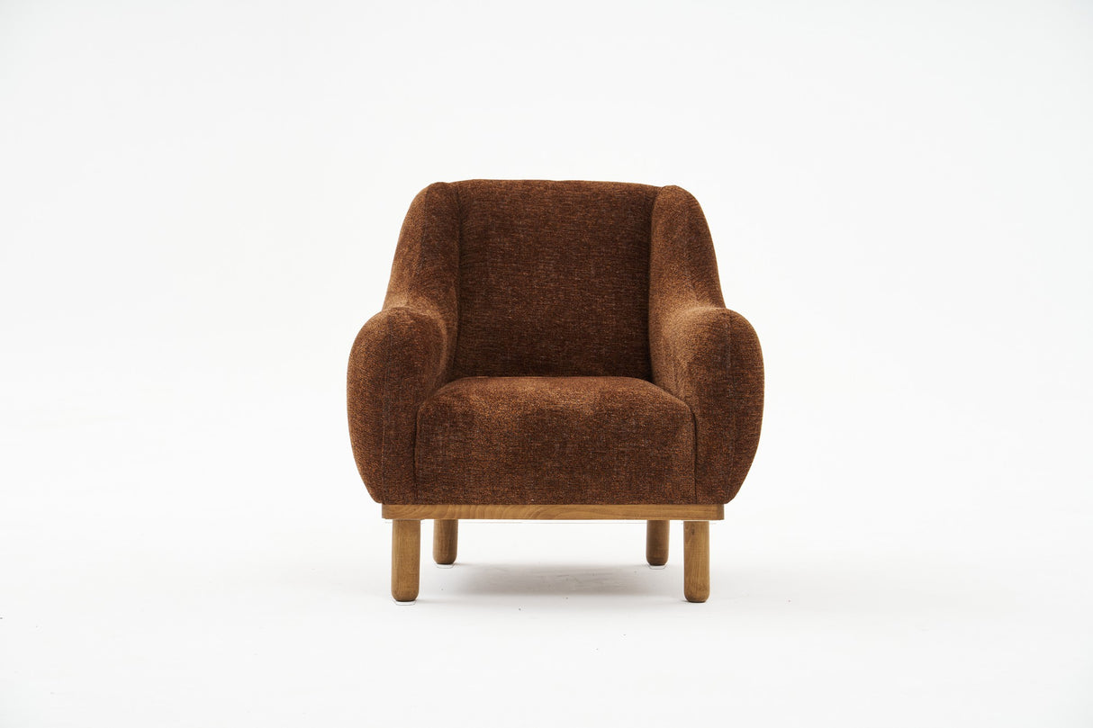 Scandinavische fauteuil Koperbruin gemêleerde chenille stof Rens