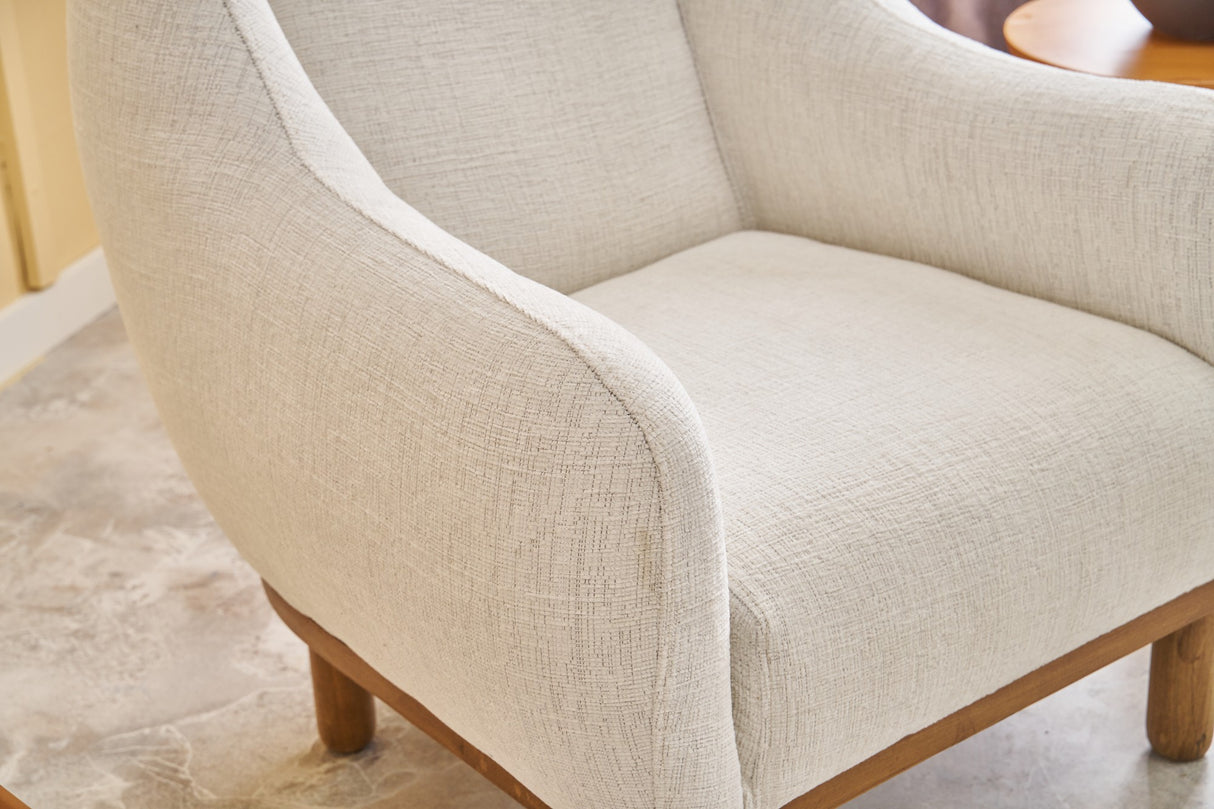 Scandinavische fauteuil Crème gemêleerde chenille stof Rens
