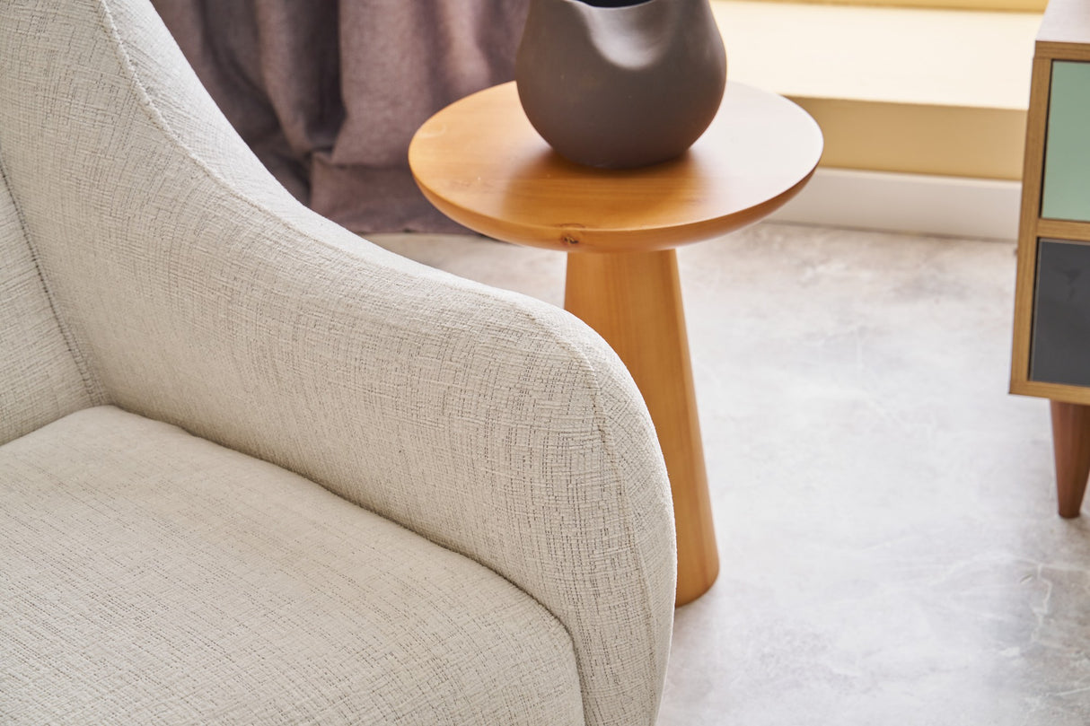 Scandinavische fauteuil Crème gemêleerde chenille stof Rens