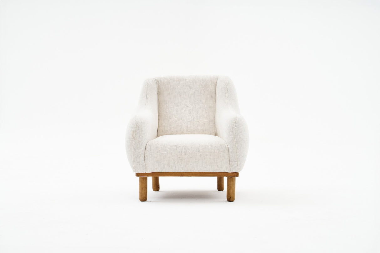 Scandinavische fauteuil Crème gemêleerde chenille stof Rens