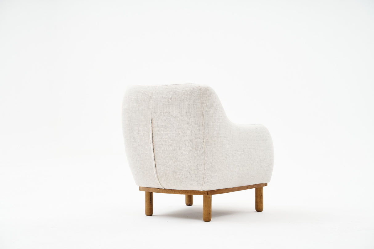 Scandinavische fauteuil Crème gemêleerde chenille stof Rens