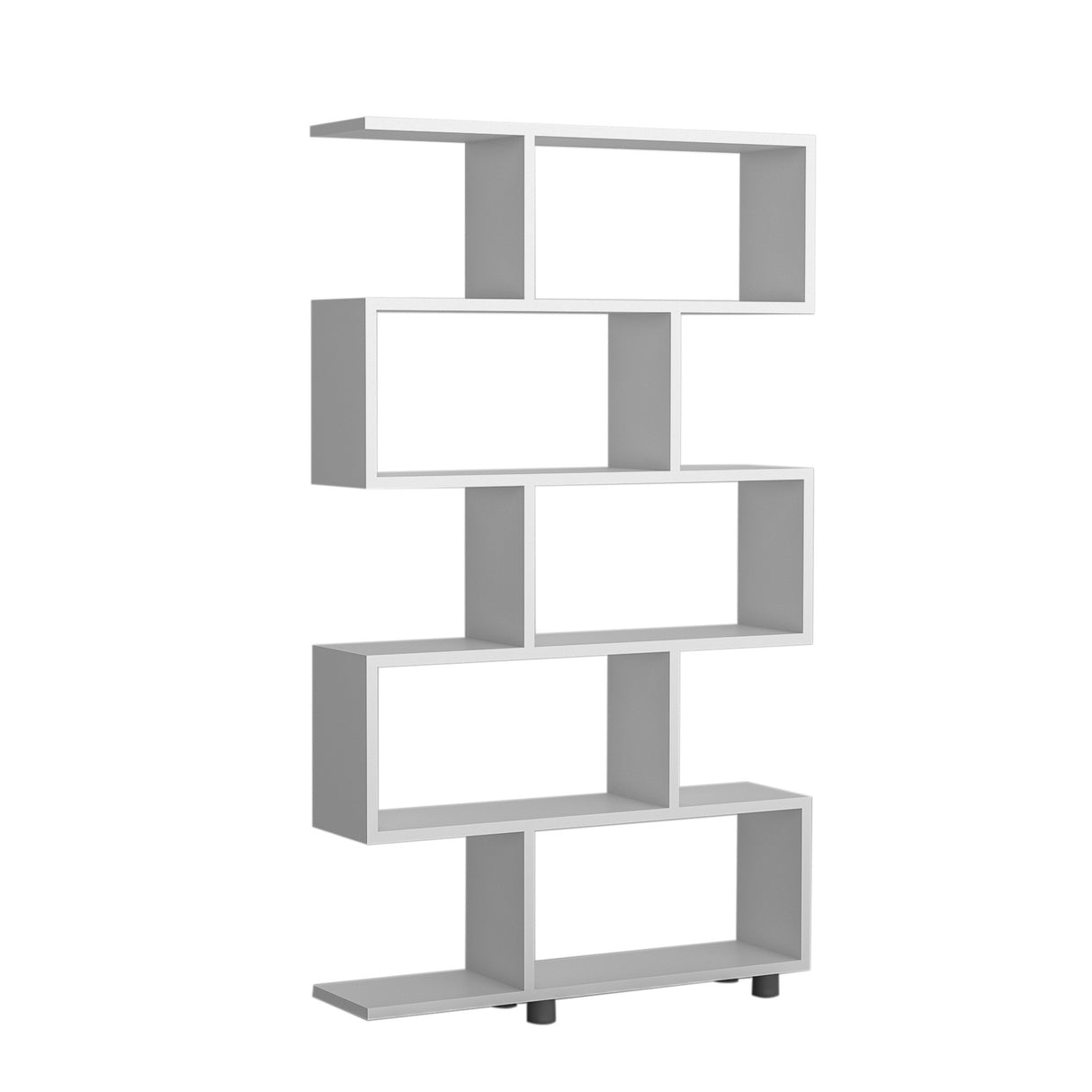 S-vormige boekenkast wit melamine Elif 90x156x20 cm