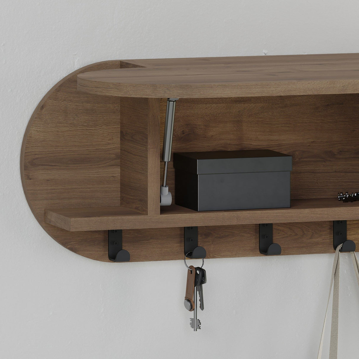 Kapstok Ovaal 6-Haaks - Hitit - 84x29 cm - Met Vak