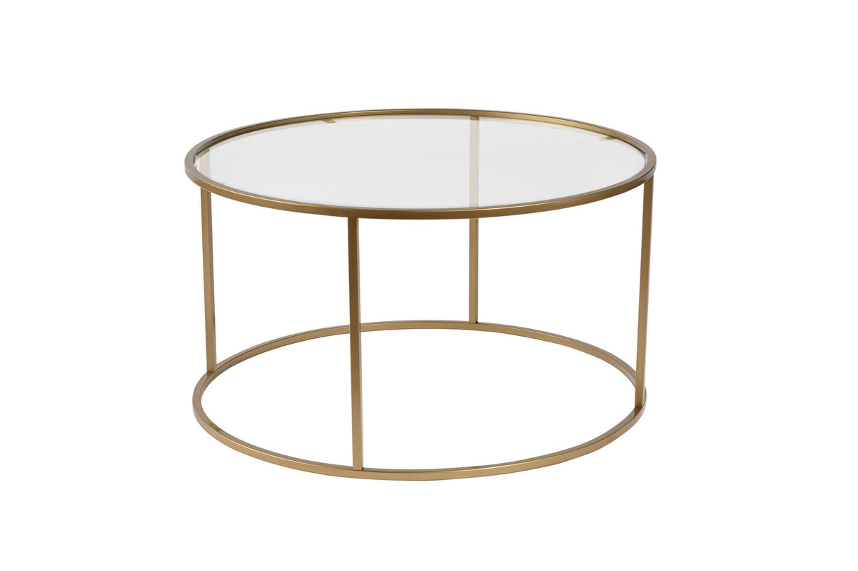 Moderne Ronde Salontafel Uru Goud - Glas - 80 cm