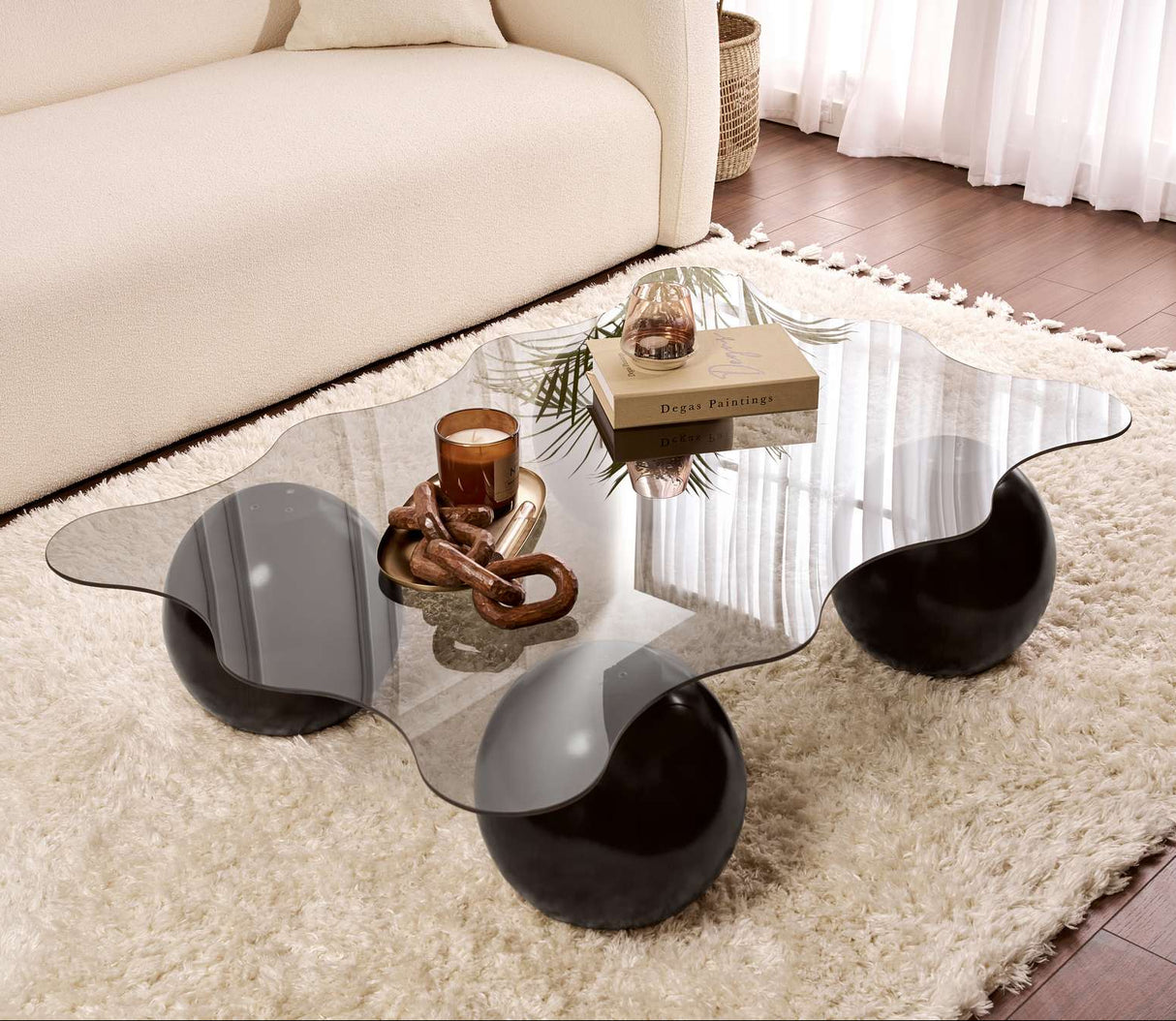 Salontafel Noxa zwart en grijs 120x80 cm Black Grey Tempered glass