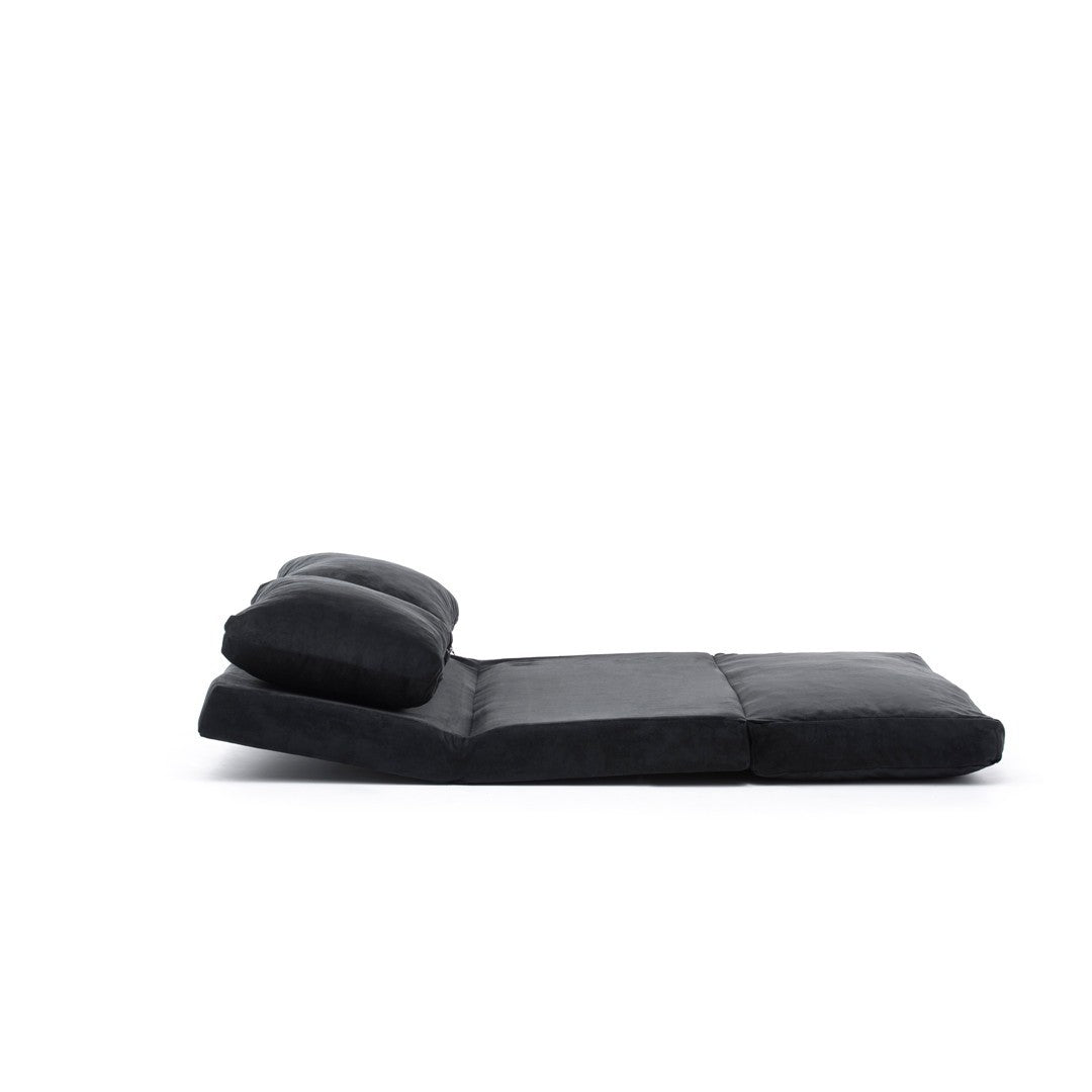 Slaapbank Japandi zwart stof 2-zits - lage rug en verstelbaar- Taida