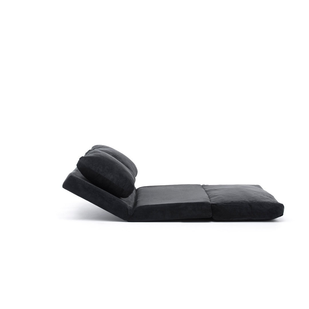 Slaapbank Japandi zwart stof 2-zits - lage rug en verstelbaar- Taida