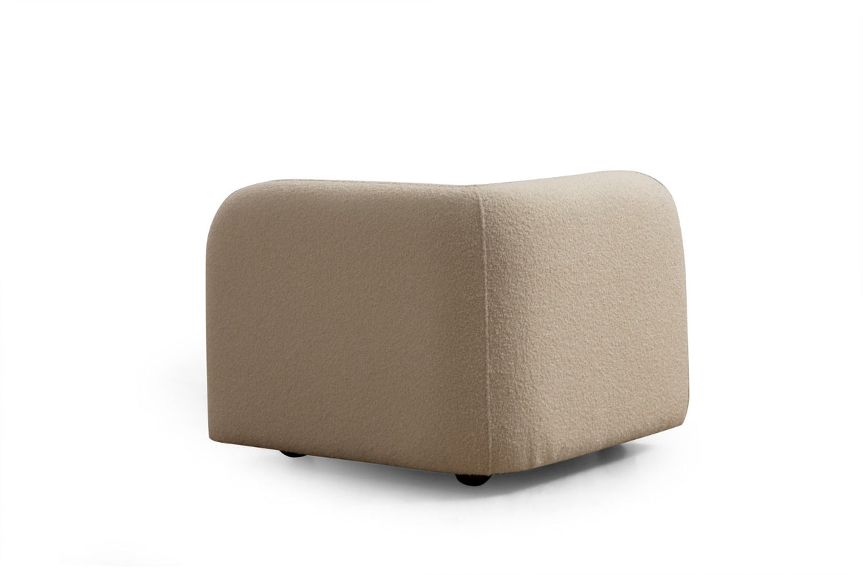 Japandi fauteuil beige bouclé met walnoot poot Victoria