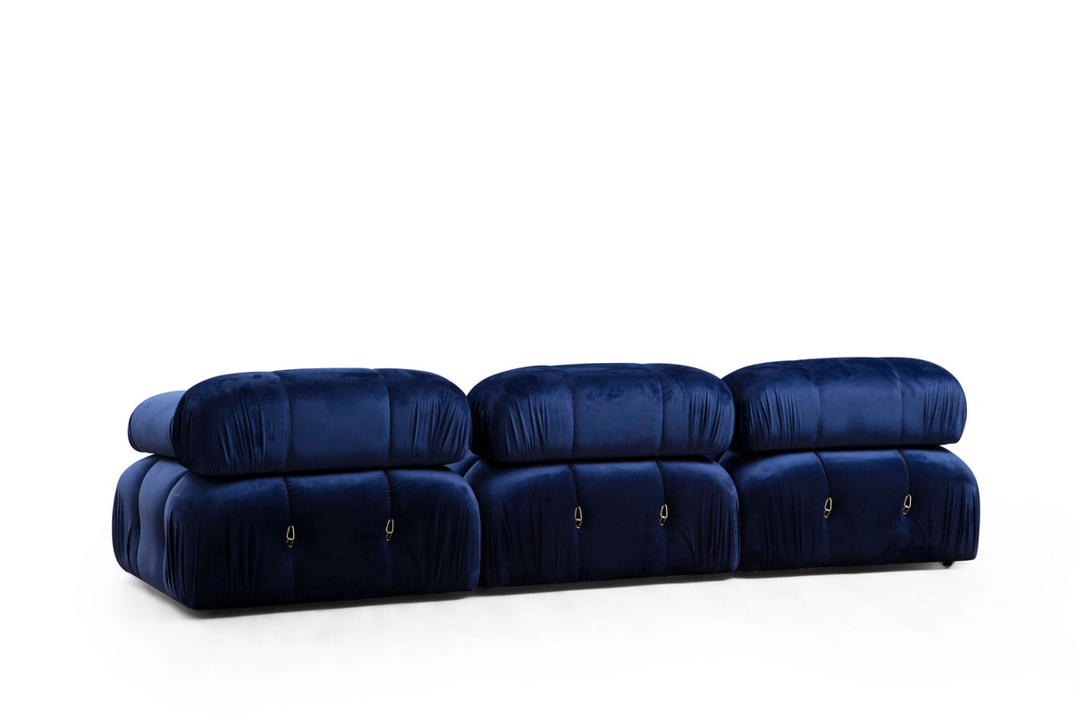 Modulaire XXL hoekbank Bubble met hocker - velvet blauw