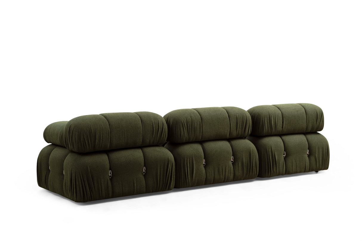 Modulaire XXL hoekbank Bubble met hocker - velvet groen