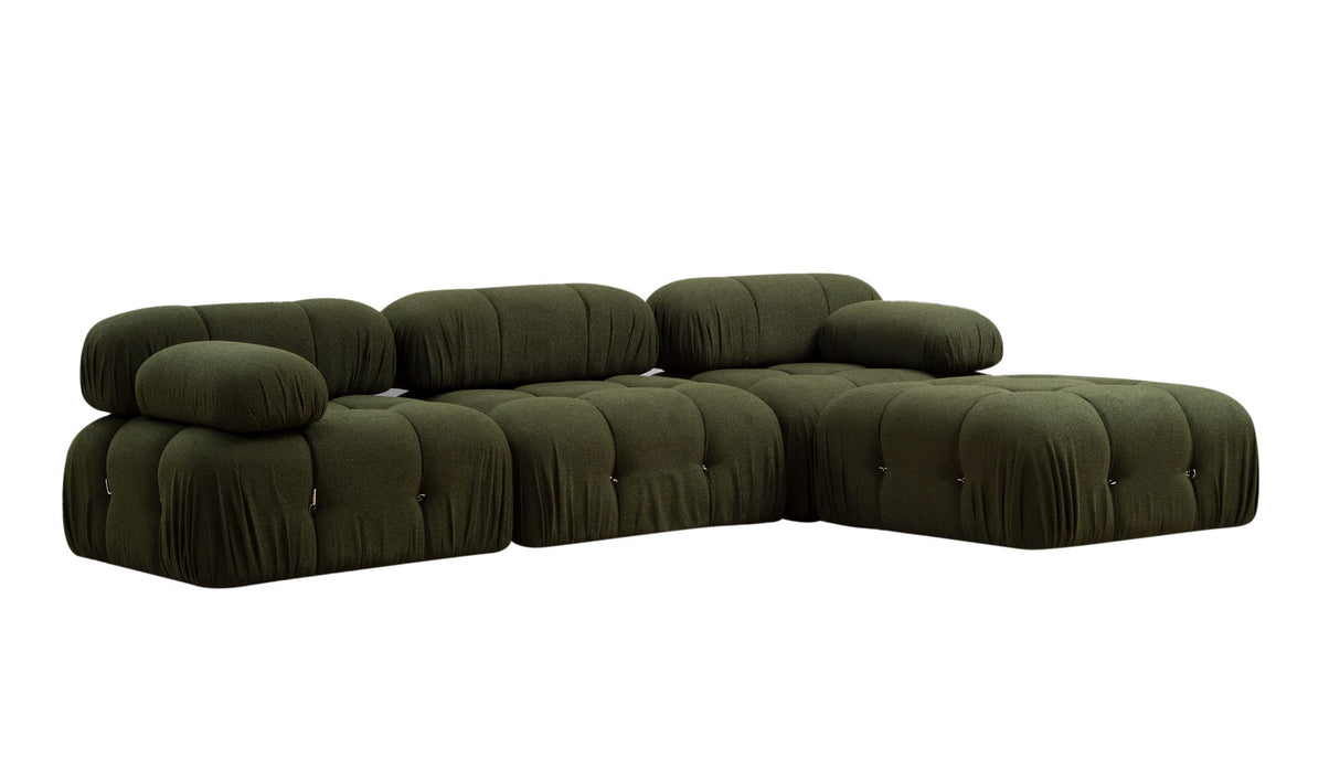 Modulaire XXL hoekbank Bubble met hocker - velvet groen