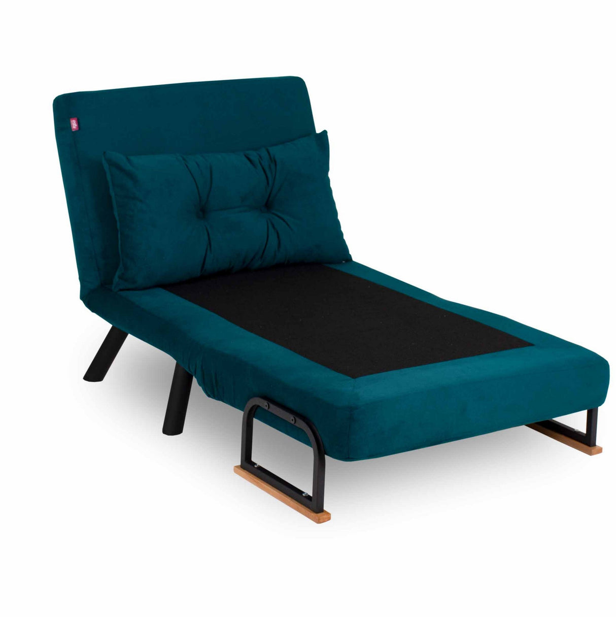 Landelijke slaapfauteuil Petrol Blauw stof linnen look Sando