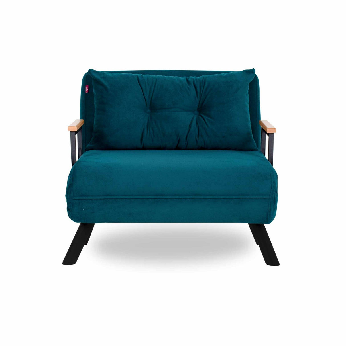 Landelijke slaapfauteuil Petrol Blauw stof linnen look Sando