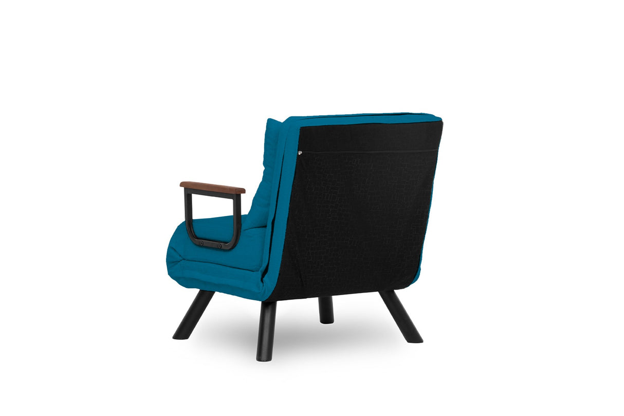 Landelijke slaapfauteuil Petrol Blauw stof linnen look Sando