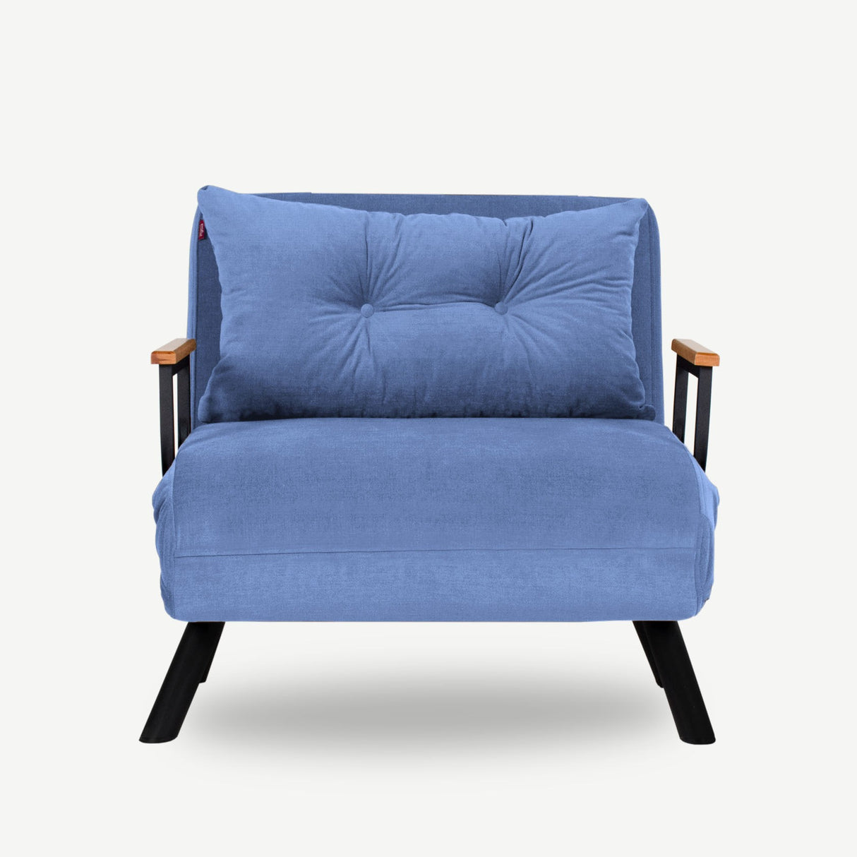 Landelijke slaapfauteuil Blauw stof linnen look Sando