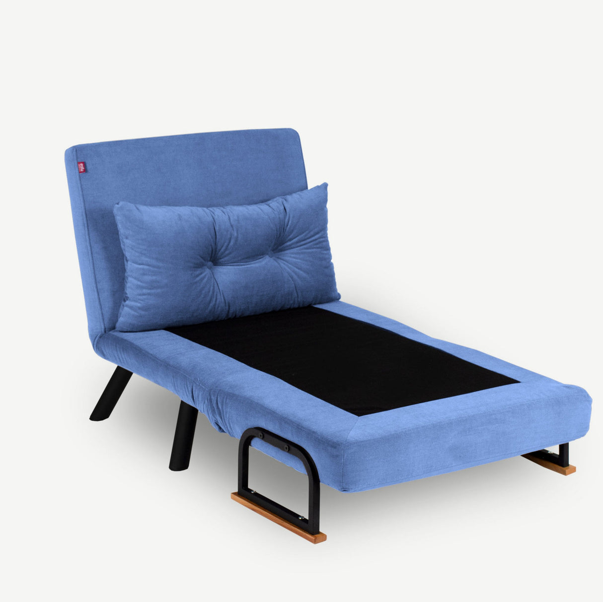 Landelijke slaapfauteuil Blauw stof linnen look Sando