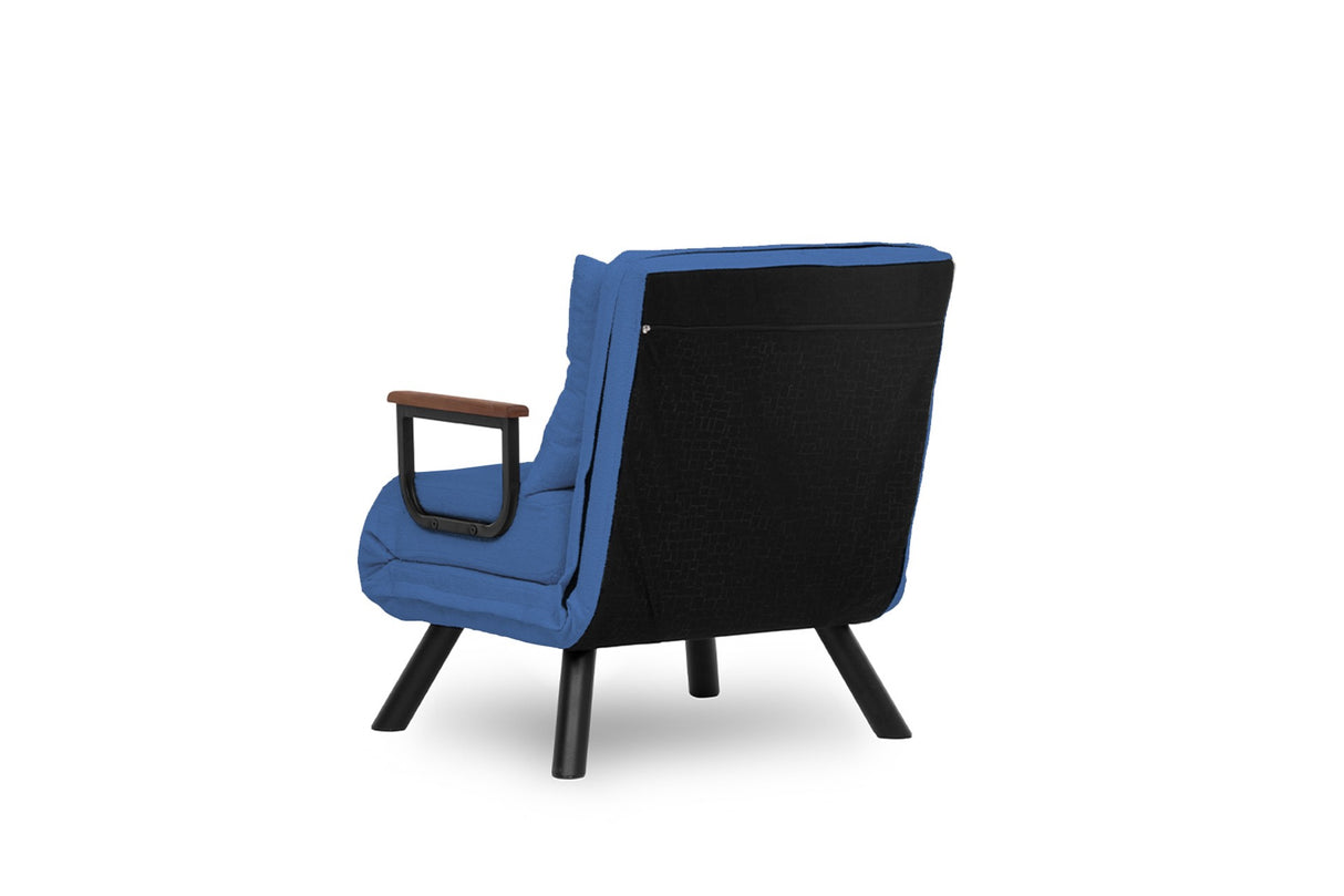 Landelijke slaapfauteuil Blauw stof linnen look Sando