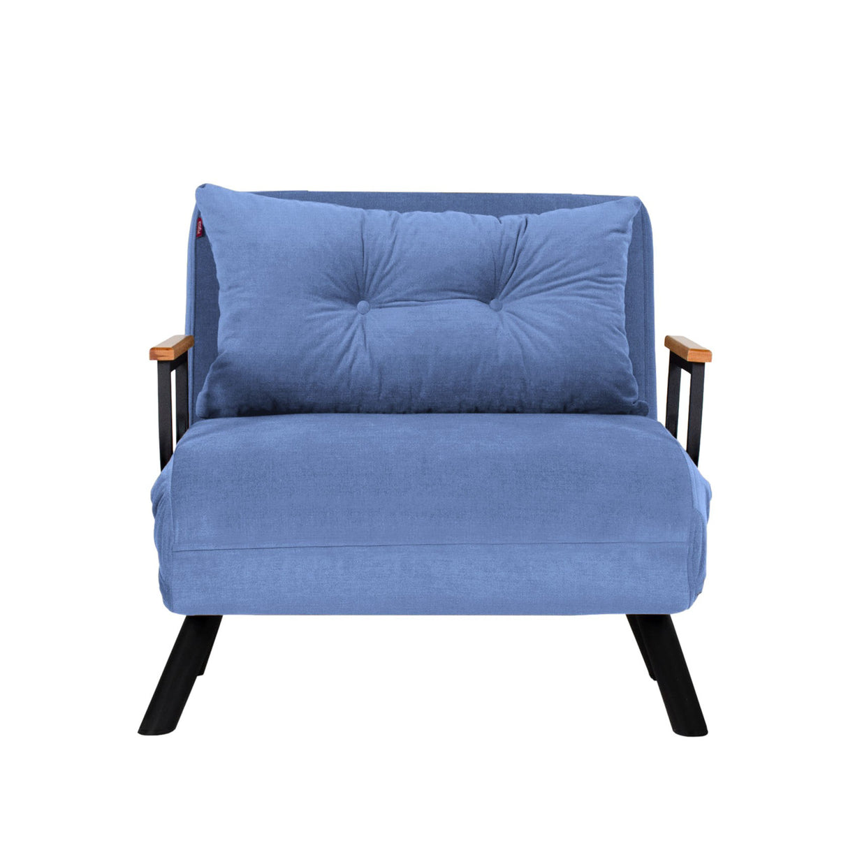 Landelijke slaapfauteuil Blauw stof linnen look Sando