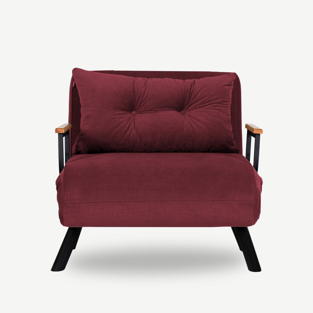 Landelijke slaapfauteuil Bordeaux Rood stof linnen look Sando