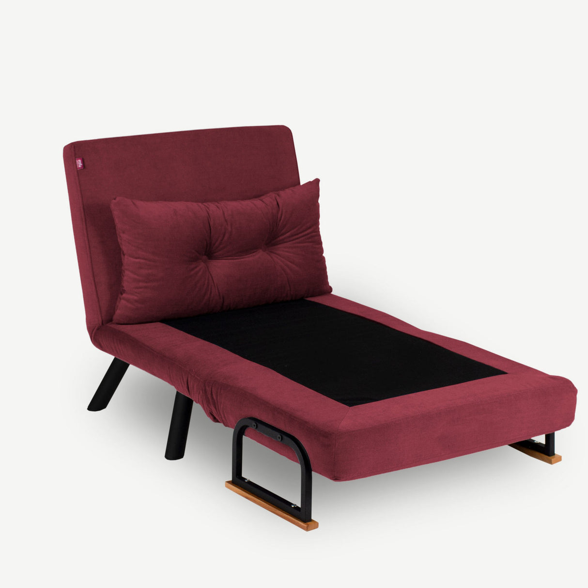 Landelijke slaapfauteuil Bordeaux Rood stof linnen look Sando
