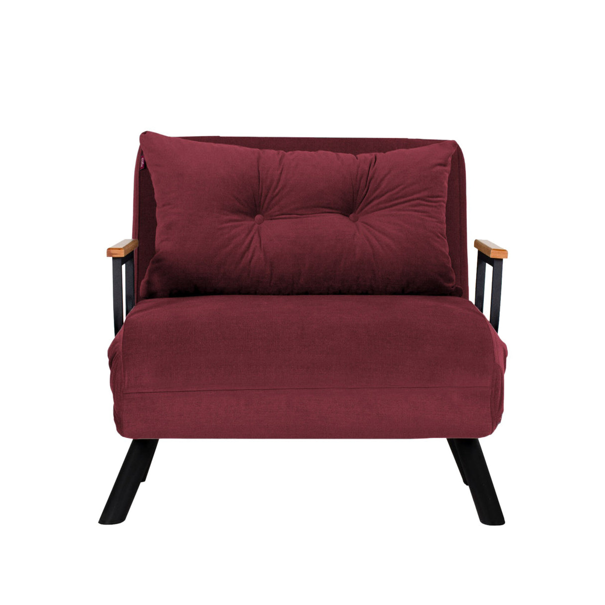 Landelijke slaapfauteuil Bordeaux Rood stof linnen look Sando