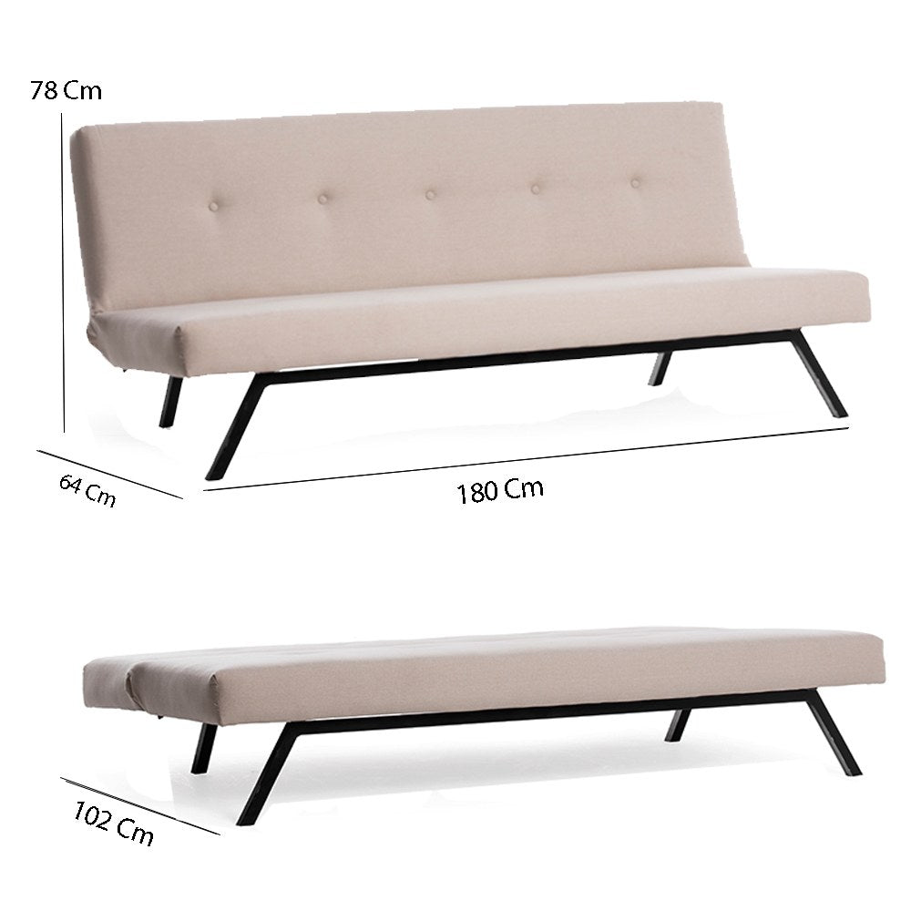 Slaapbank Zoly Crème Stof 3-Zits - 180 cm - Zonder armleuningen - Zoly