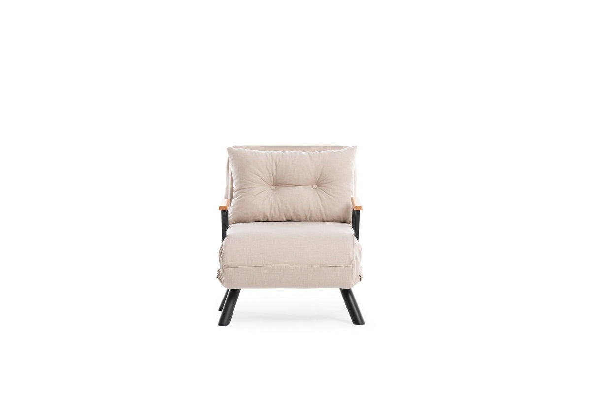 Landelijke slaapfauteuil Taupe stof linnen look Sando