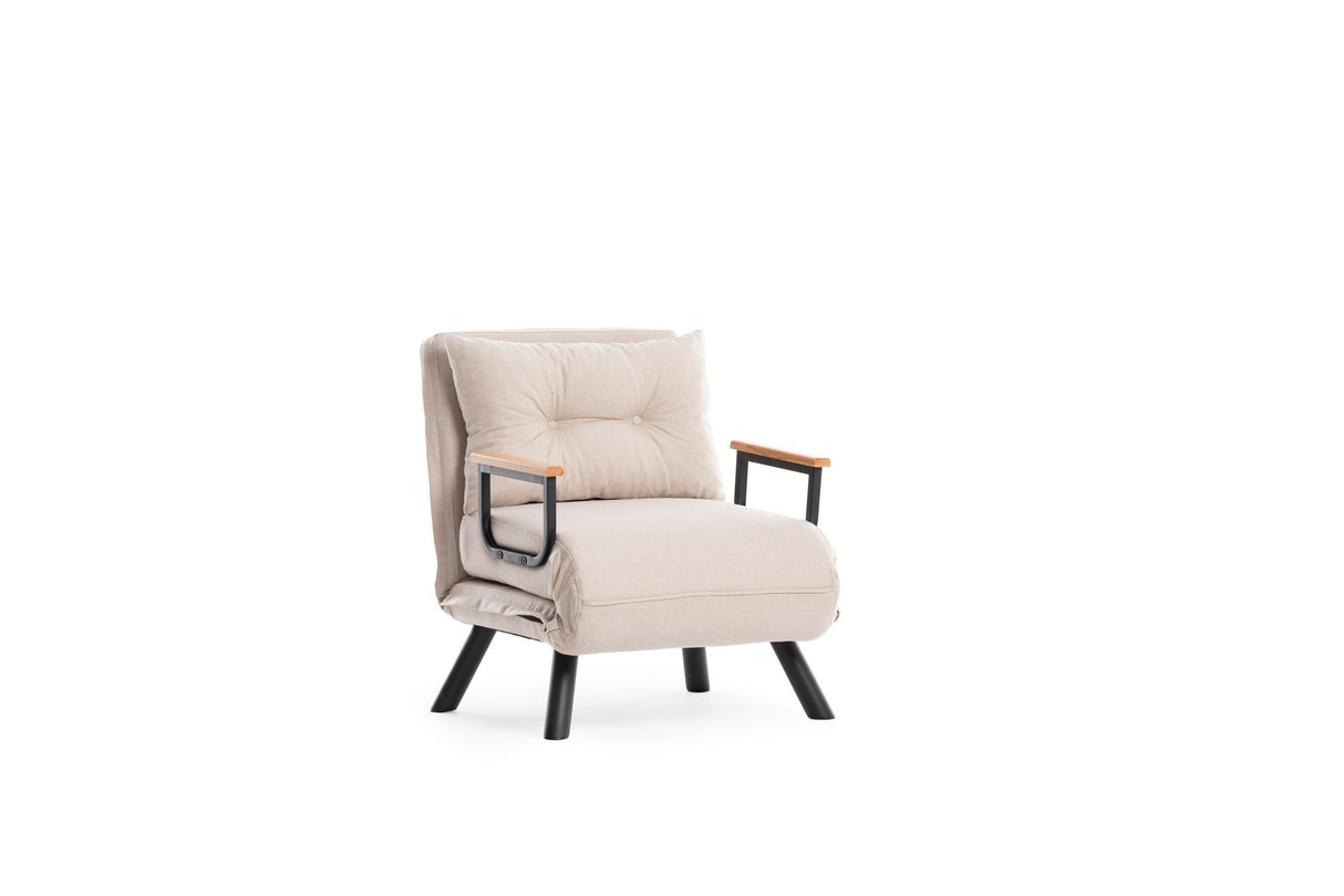 Landelijke slaapfauteuil Taupe stof linnen look Sando