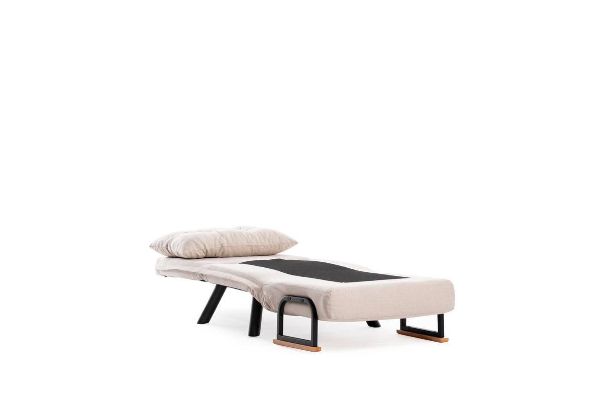 Landelijke slaapfauteuil Taupe stof linnen look Sando