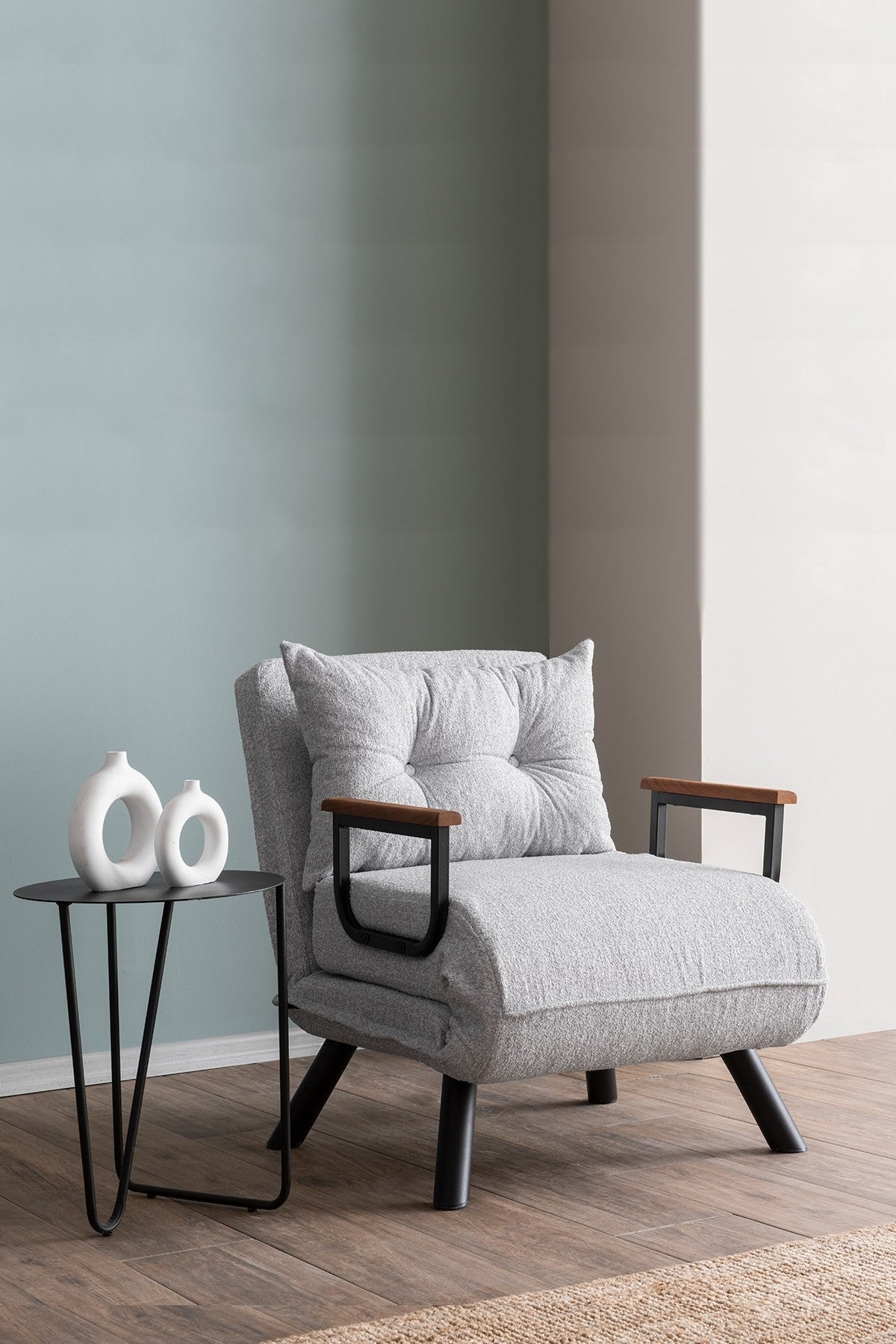 Landeijke slaapfauteuil Grijs teddystof Sando