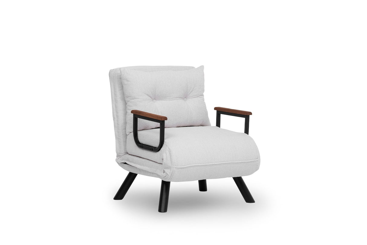 Landeijke slaapfauteuil Crème teddystof Sando
