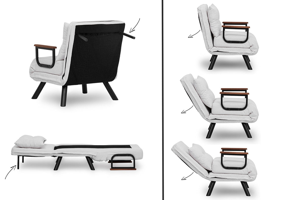 Landeijke slaapfauteuil Crème teddystof Sando