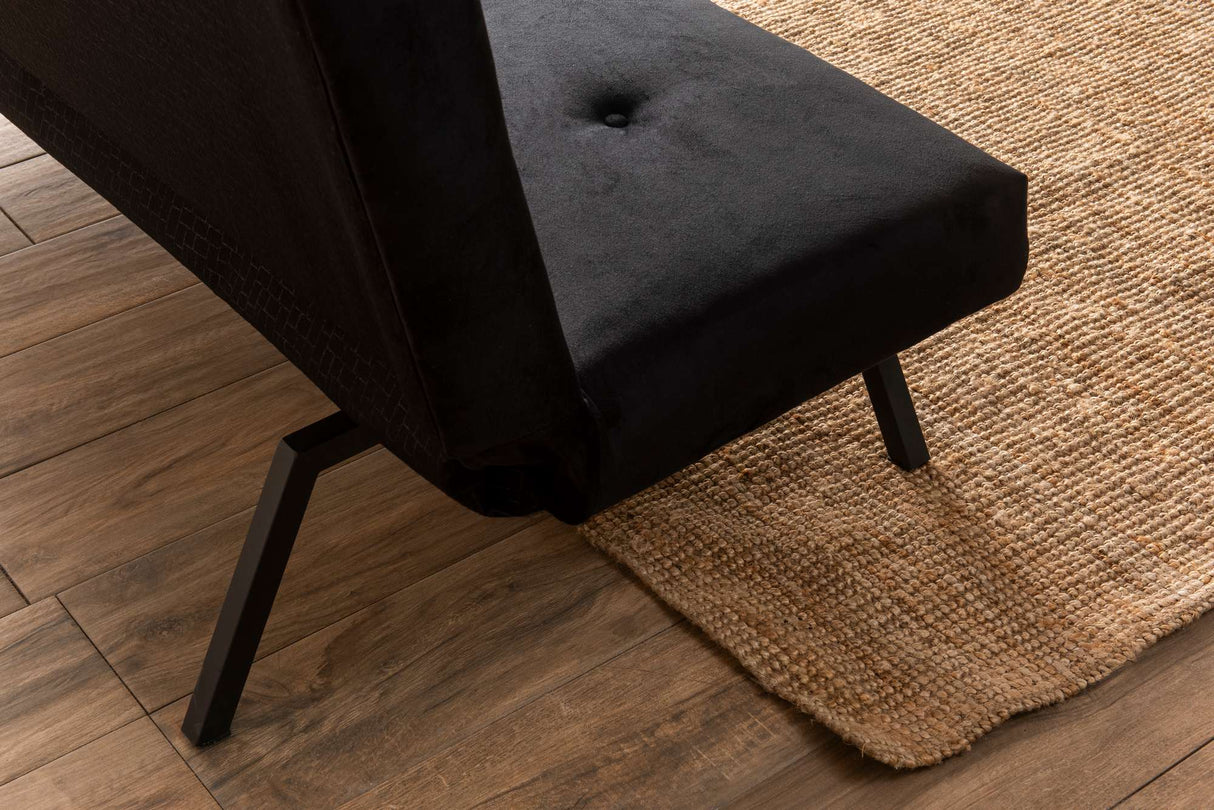 3-Zits Slaapbank Zoly Zwart Stof - 180 cm - Zonder armleuningen - Gecapitonneerd