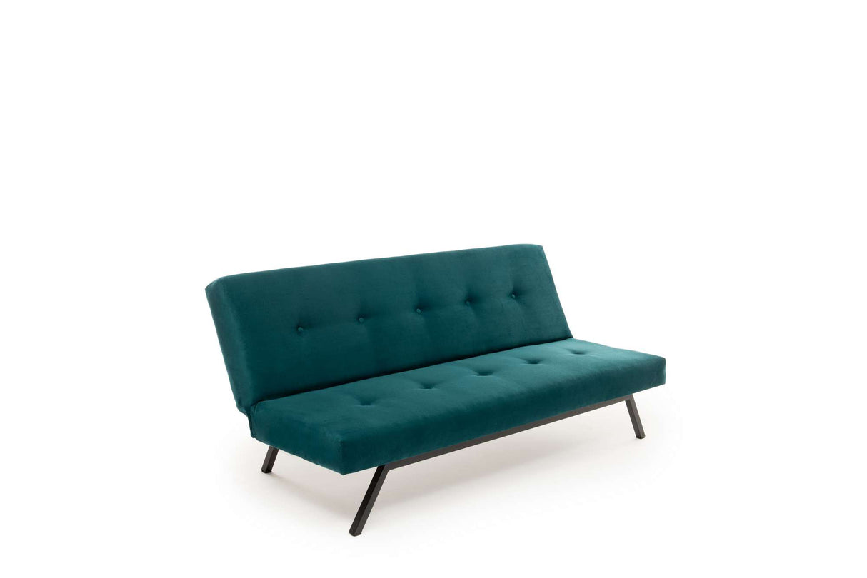 Slaapbank Petrol blauw Stof 3-Zits - 180 cm - Zonder armleuningen - Zoly
