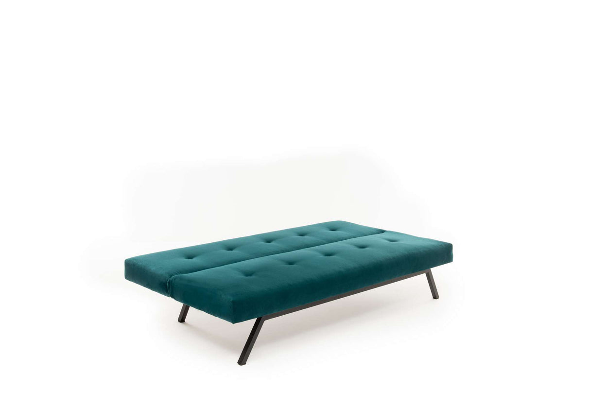 Slaapbank Petrol blauw Stof 3-Zits - 180 cm - Zonder armleuningen - Zoly