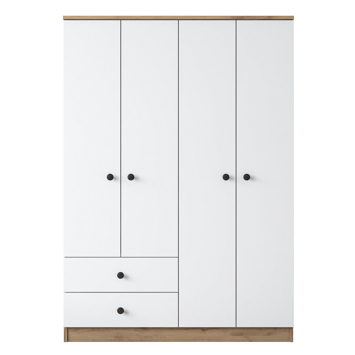 Kledingkasten - Kledingkast Walnoot Wit Melamine - Hang en leg - 120x170x42,5 cm - Aspen - Dimehouse