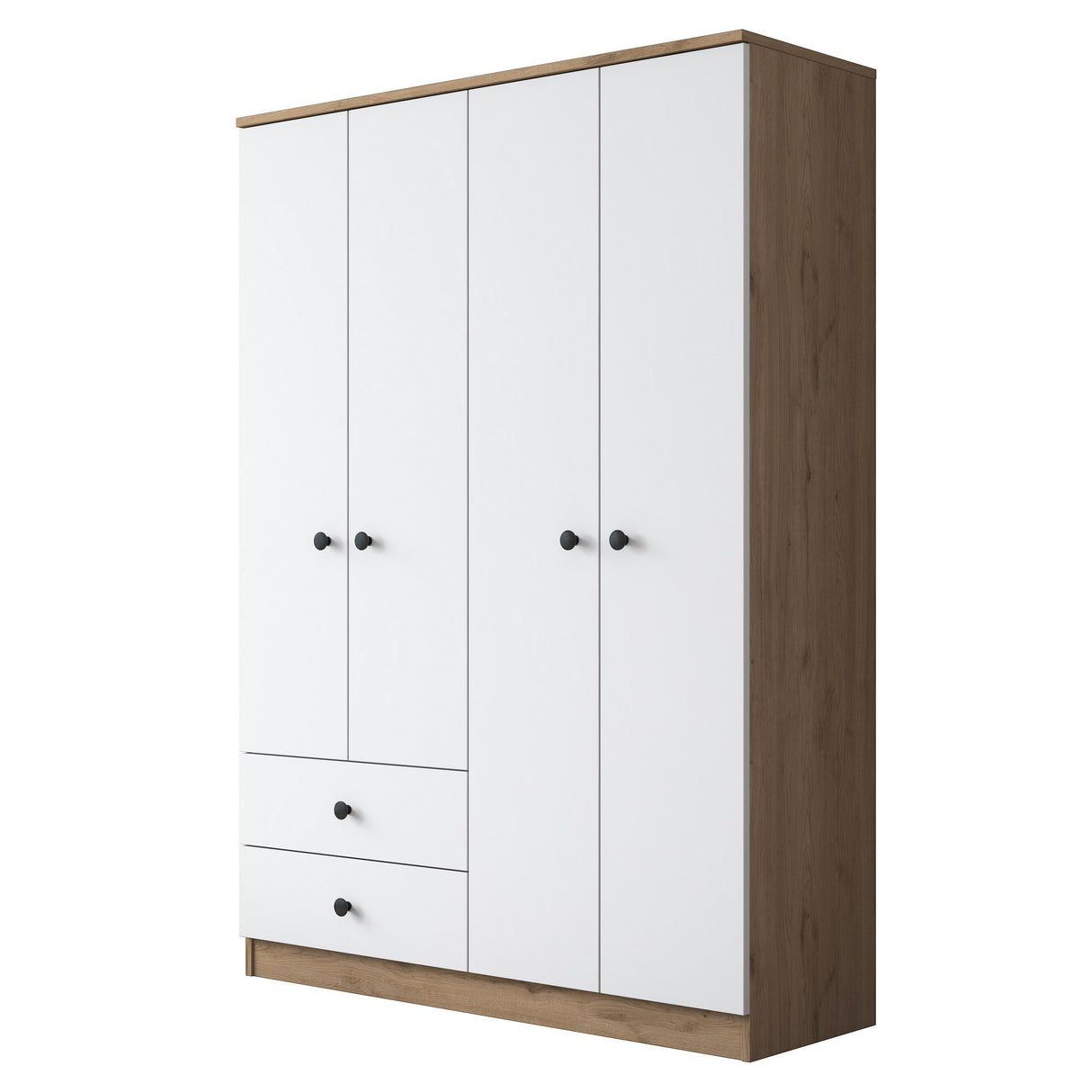 Kledingkasten - Kledingkast Walnoot Wit Melamine - Hang en leg - 120x170x42,5 cm - Aspen - Dimehouse