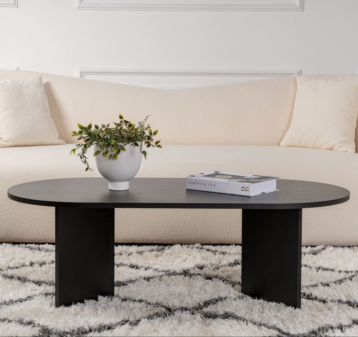 Ovale salontafel Zwart melamine - Japandi - 119x60 cm - Sota
