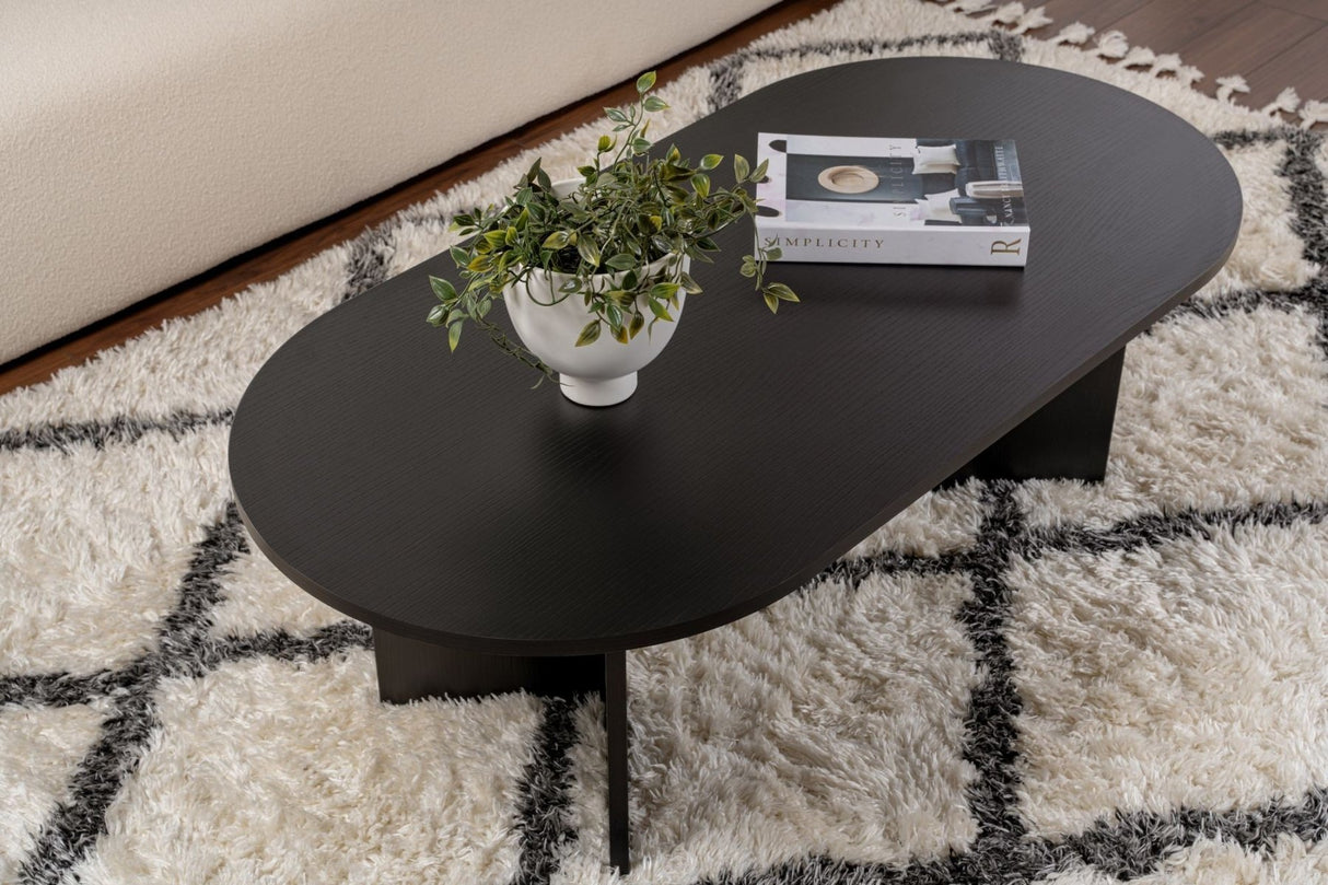 Ovale salontafel Zwart melamine - Japandi - 119x60 cm - Sota