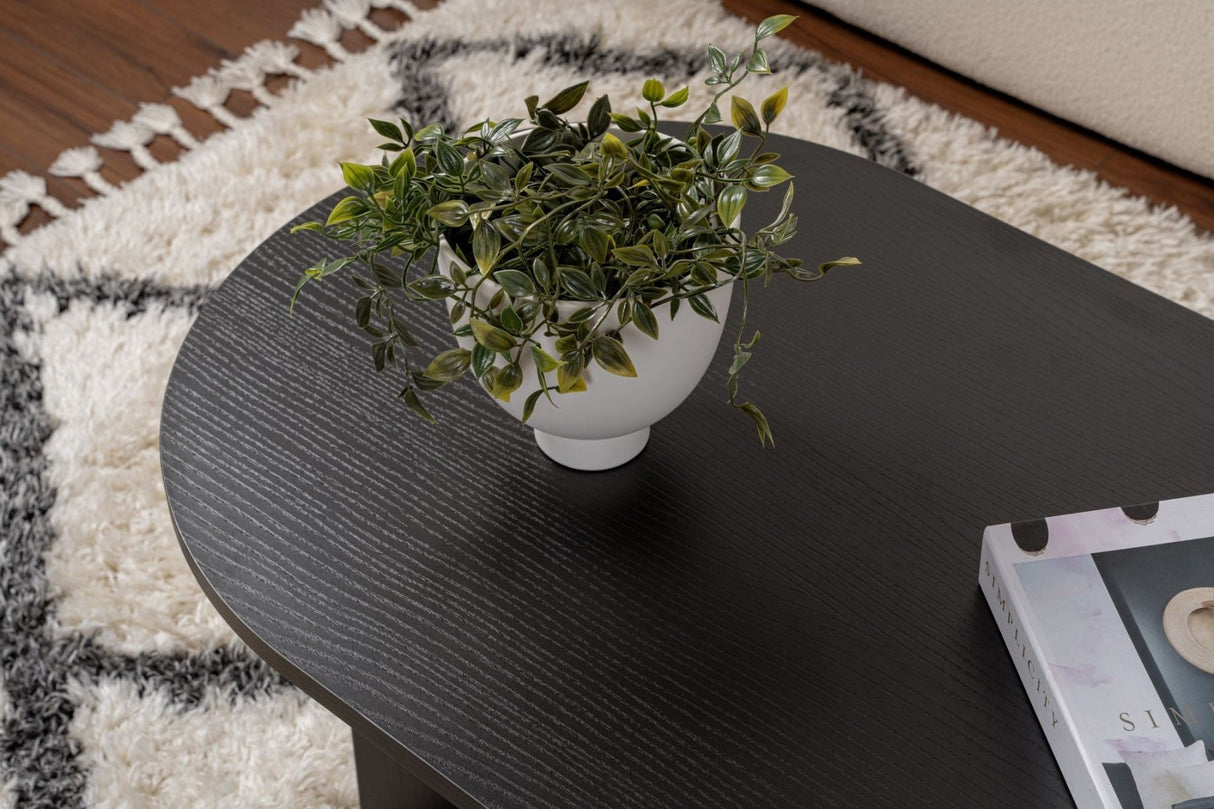 Ovale salontafel Zwart melamine - Japandi - 119x60 cm - Sota