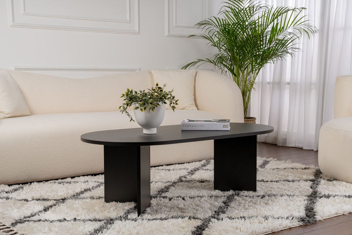 Ovale salontafel Zwart melamine - Japandi - 119x60 cm - Sota