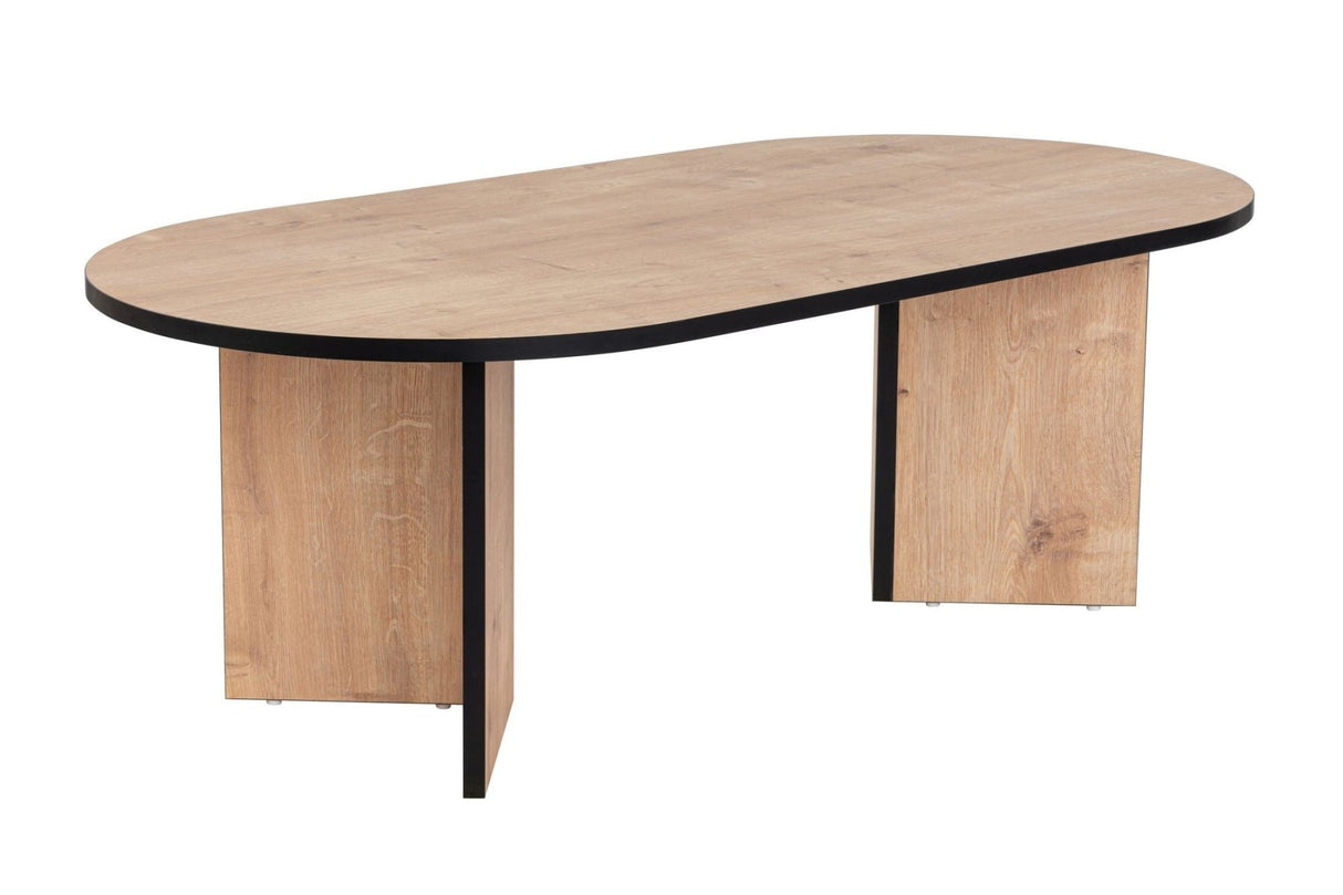 Salontafel eikenhout zwart melamine boogvorm Koda 119x60 cm
