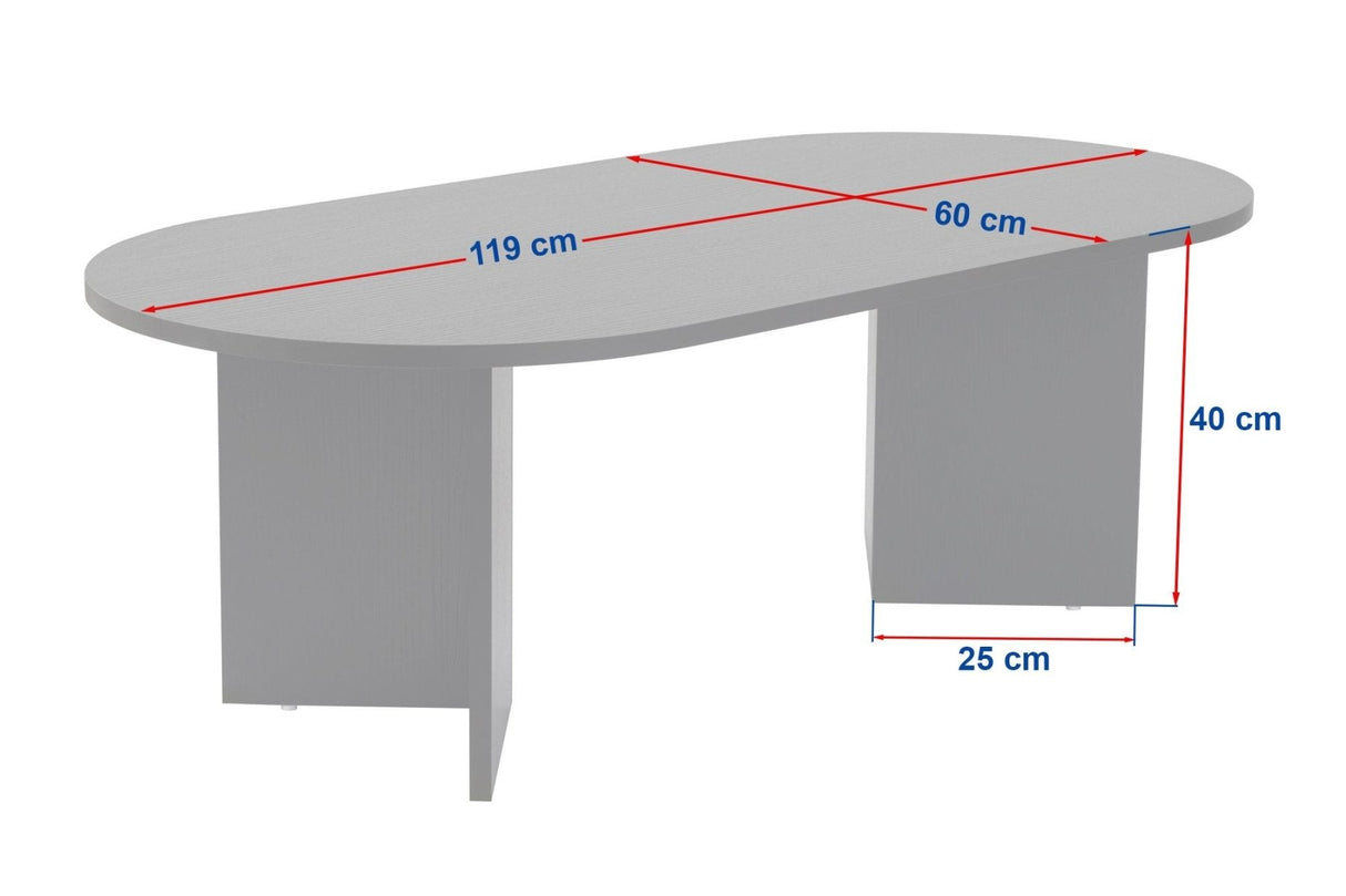 Salontafel eikenhout zwart melamine boogvorm Koda 119x60 cm
